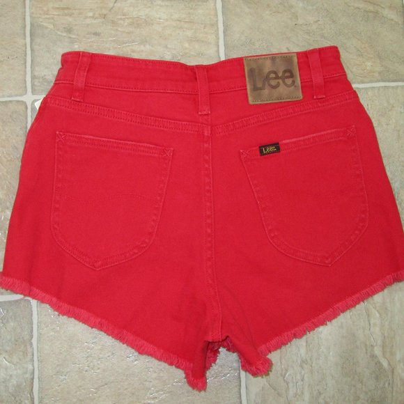 LEE Vintage Modern Red Denim High Rise Jean Shorts - Picture 10 of 11